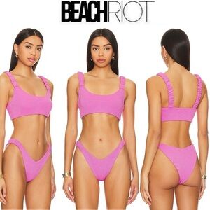 Beach Riot Effie Bikini Top Phoebe High Cut Bottom in Pink SET  Sz S $186 NWT